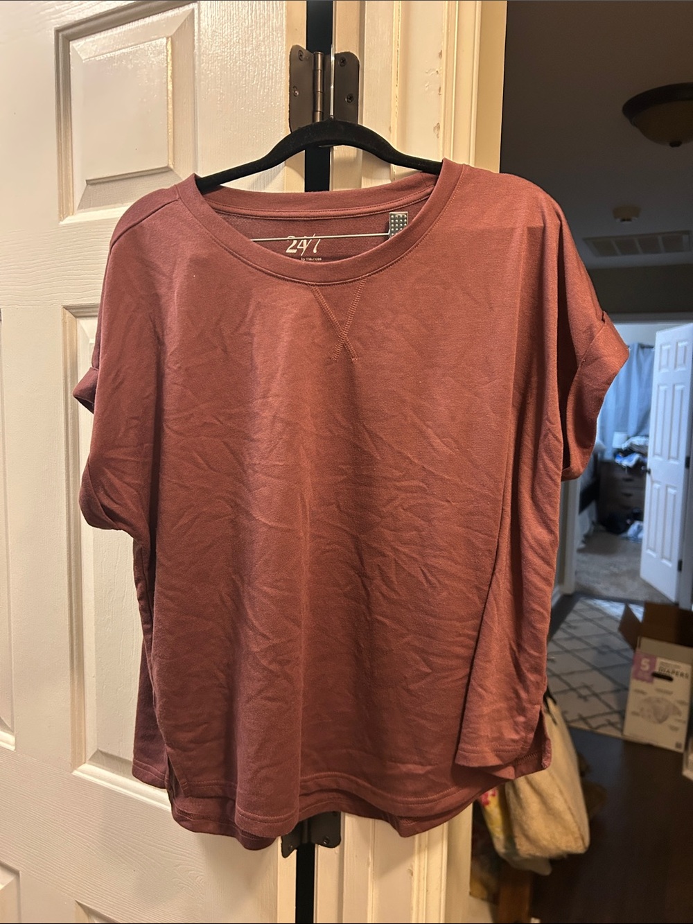 24/7 by Maurice’s Women’s Short Sleeve Crew Tee in Dusty Mauve